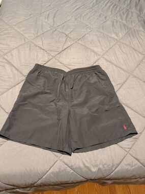 Polo Ralph Lauren Swim Shorts Black Red Pony Logo 2XLT Mesh Lined